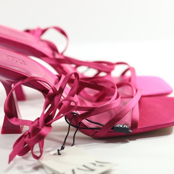 ZARA LACE UP HIGH HEEL SANDALS 6.5 NWT - Picture 2 of 5